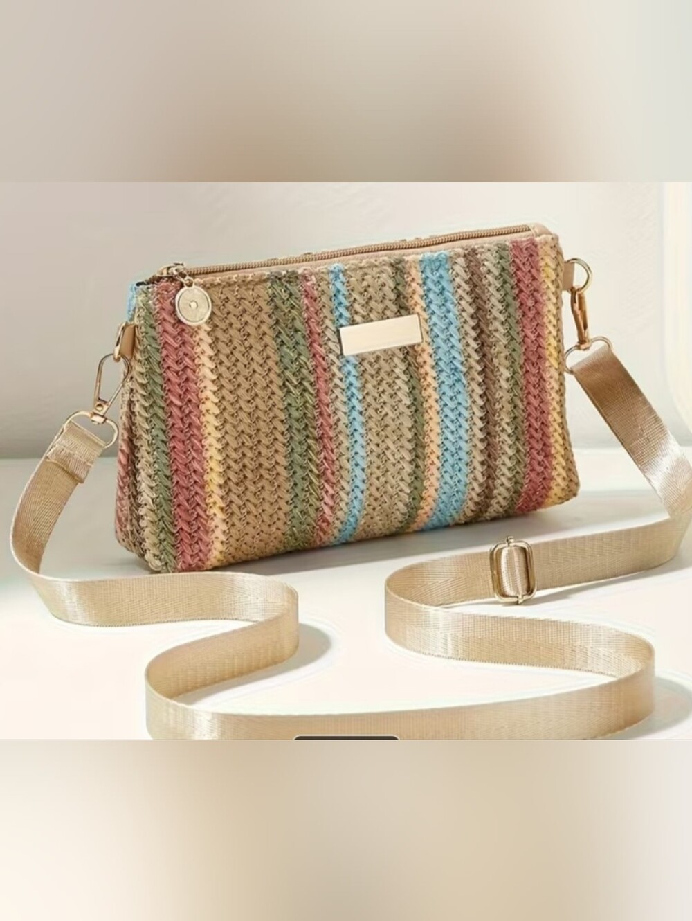 Woven Multicolor Stripe Crossbody Bag